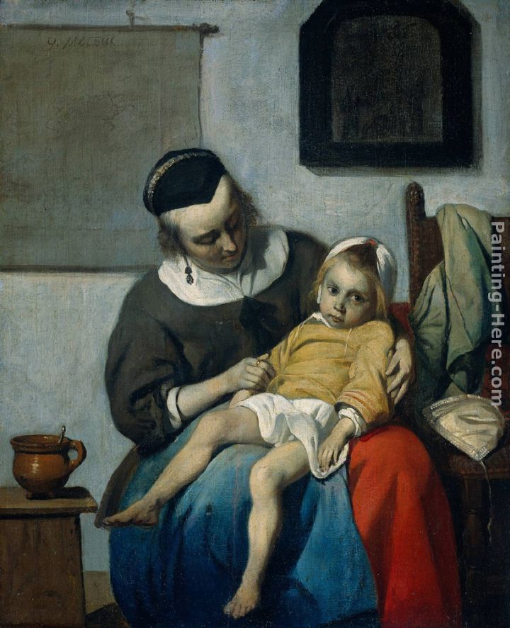 The Sick Child painting - Gabriel Metsu The Sick Child art painting
